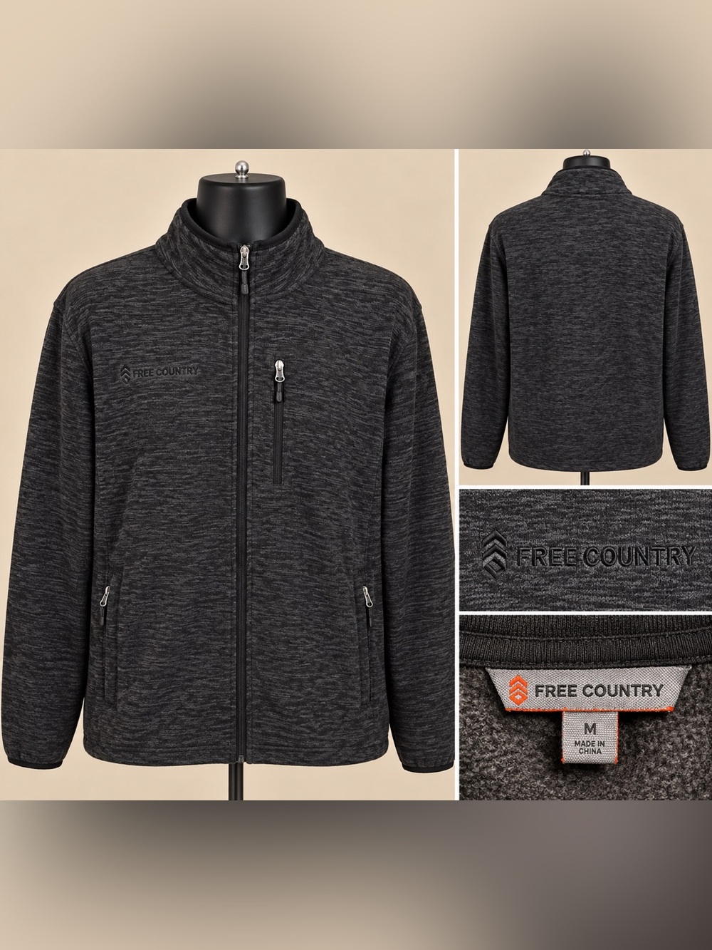 Free Country Charcoal Heather Full-Zip Jacket